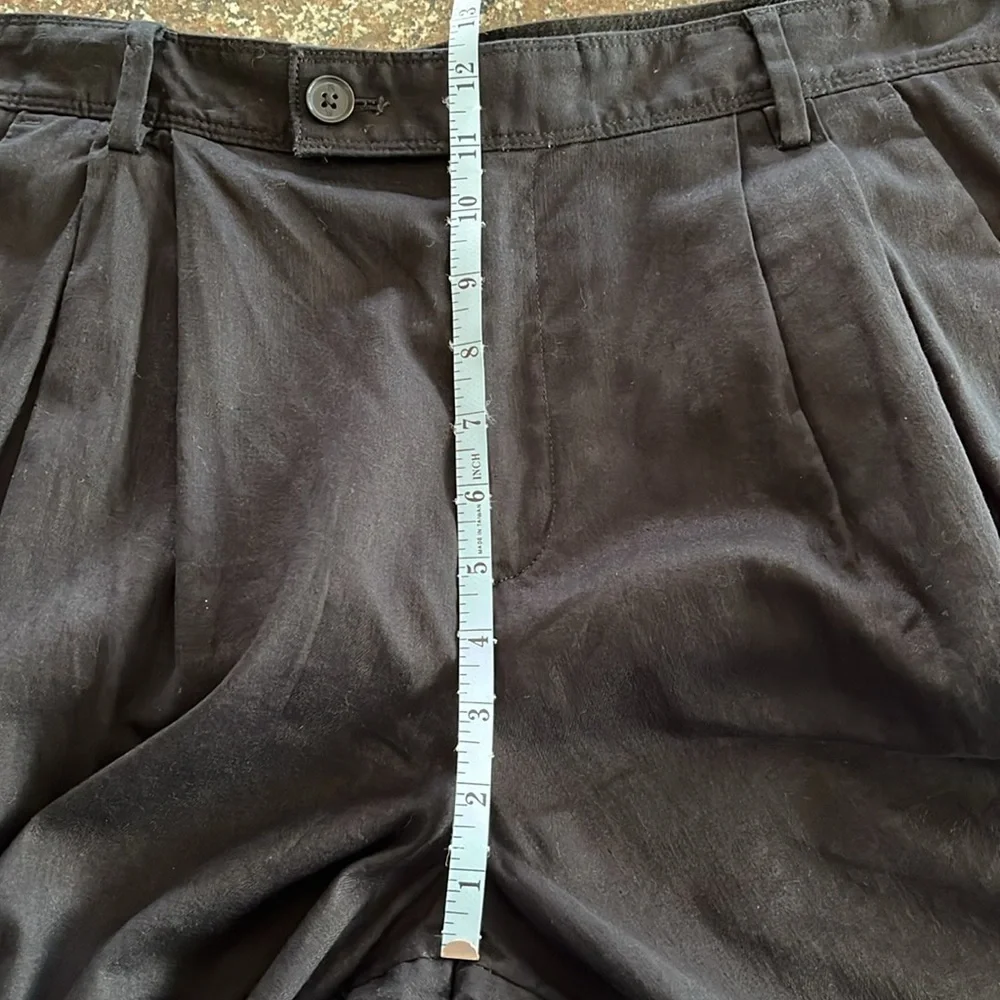 Banana Republic Pleated Wide Leg Linen Cotton Blend Trouser Pant Black 14 Petite